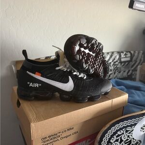 Nike Black and White Low-Top Sneakers with Orange Tab